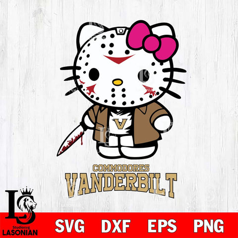 Vanderbilt Commodores Hello Kitty Horror 3 Svg Eps Dxf Png File, Digital Download