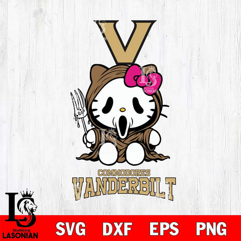 Vanderbilt Commodores Hello Kitty Horror 4 Svg Eps Dxf Png File, Digital Download