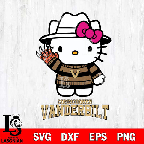 Vanderbilt Commodores Hello Kitty Horror 6 Svg Eps Dxf Png File, Digital Download