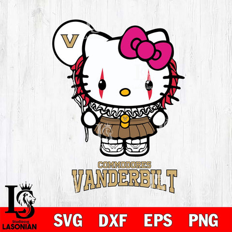 Vanderbilt Commodores Hello Kitty Horror 7 Svg Eps Dxf Png File, Digital Download