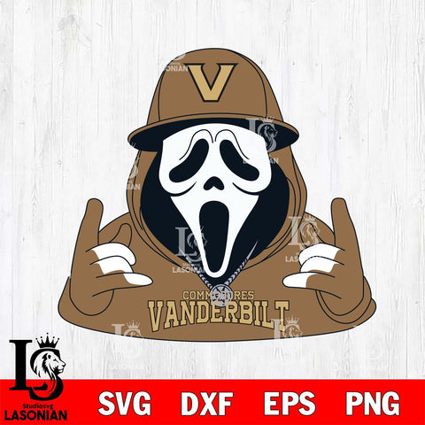 Vanderbilt Commodores Horror Character Ghostface Sport Svg Eps Dxf Png File, NCAA svg, Digital Download, Instant Download