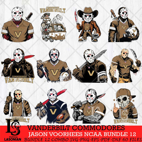 Vanderbilt Commodores Jason Voorhees Horror Bundle 12 SVG Eps Dxf Png File, bundle NCAA svg, Digital Download, Instant Download