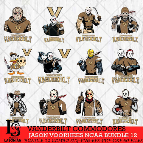 Vanderbilt Commodores Jason Voorhees NCAA Bundle 12 SVG Svg Eps Dxf Png File, Digital Download