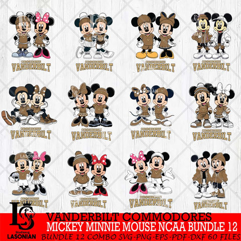 Vanderbilt Commodores Mickey Minnie Mouse NCAA Bundle 12 Svg Eps Dxf Png File, Bundle NCAA svg , File Cut , Digital Download , Instant Download, Cut Svg Files