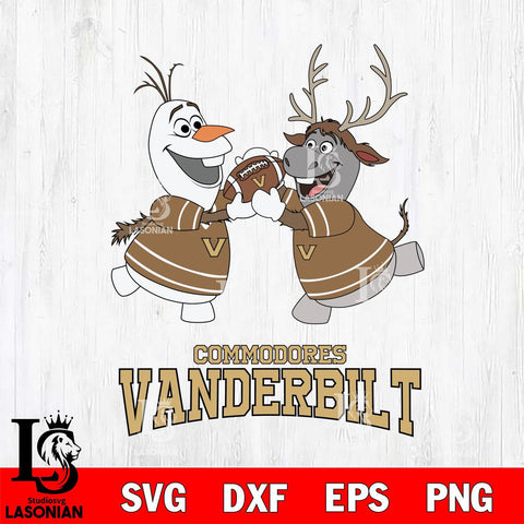 Vanderbilt Commodores Olaf & Sven Football Cricut,Christmas SVG DXF EPS PNG FILE, NCAA Digital Download,Instant Download, Silhouette