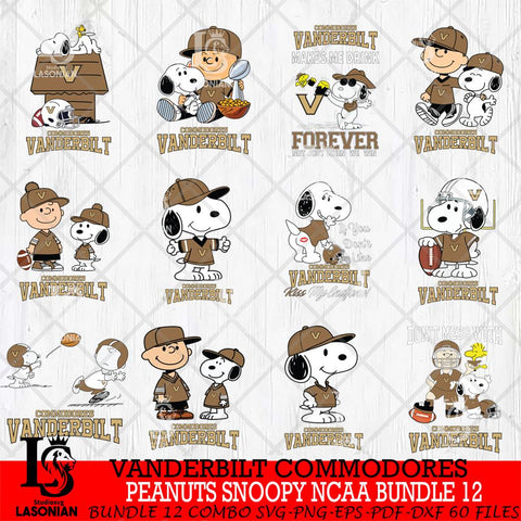 Vanderbilt Commodores Peanuts Snoopy Player NCAA Bundle 12 SVG DXF EPS PNG FILE,Snoopy File Cut, bundle NCAA Digital Download,Instant Download, Silhouette