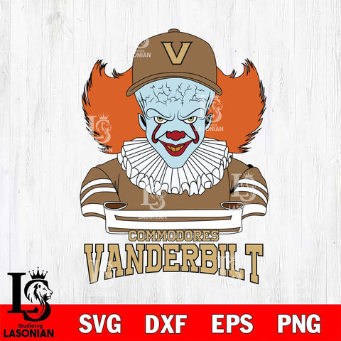 Vanderbilt Commodores Pennywise Horror Sport 2 Svg Eps Dxf Png File, Digital Download