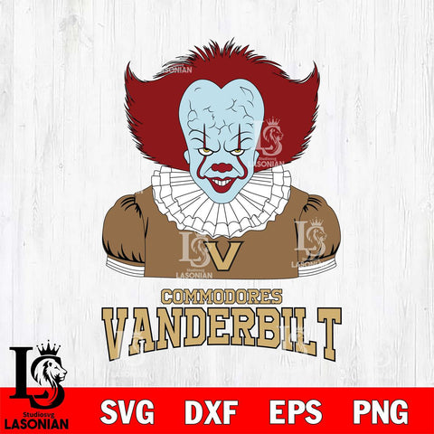Vanderbilt Commodores Pennywise Horror Sport 5 Svg Eps Dxf Png File, Digital Download