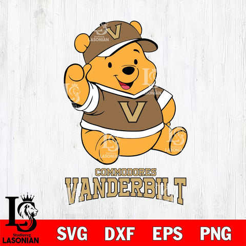 Vanderbilt Commodores Pooh Bear Disney, Svg Eps Dxf Png File, Digital Download