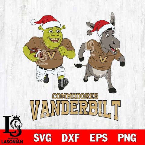 Vanderbilt Commodores Shrek and Donkey Football Cricut,Christmas SVG DXF EPS PNG FILE, NCAA Digital Download,Instant Download, Silhouette