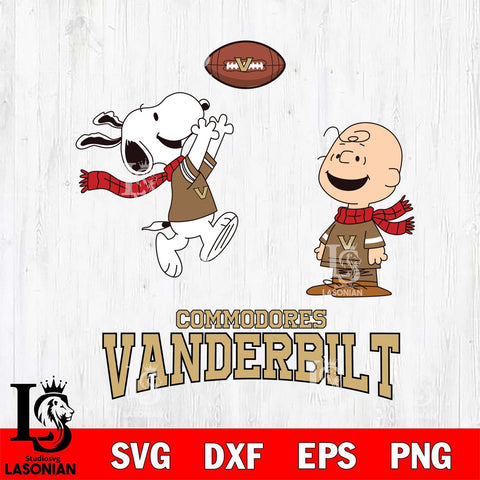 Vanderbilt Commodores Snoopy & Charlie Brown Football Cricut,Christmas SVG DXF EPS PNG FILE, NCAA Digital Download,Instant Download, Silhouette