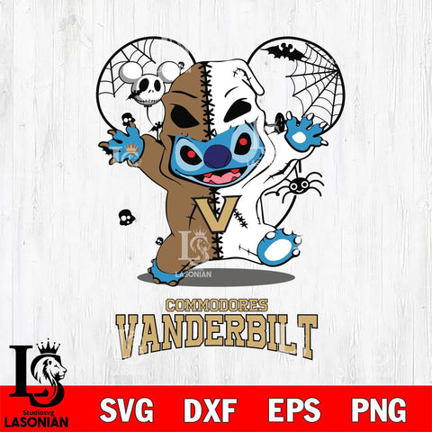 Vanderbilt Commodores Stitch Horror Halloween 2 Svg Eps Dxf Png File, Digital Download, Instant Download