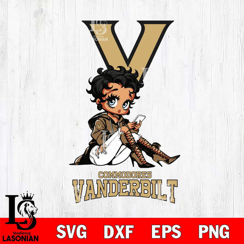 Vanderbilt Commodores Style Black Fan Girl Betty Boop, Svg Eps Dxf Png File, Digital Download