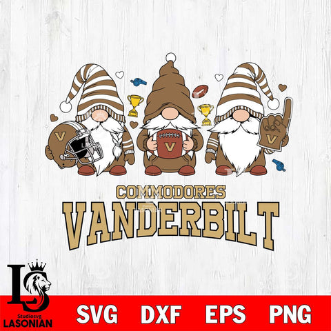 Vanderbilt Commodores Three Gnome File Cut, NCAA SVG, Digital Download , Criucut , Silhouette