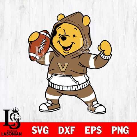 Vanderbilt Commodores Winnie The Pooh Disney Football Christmas File Cut, NCAA SVG DXF EPS PNG FILE, Digital Download , Criucut , Silhouette