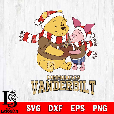 Vanderbilt Commodores Winnie the Pooh & Piglet Football Cricut,Christmas SVG DXF EPS PNG FILE, NCAA Digital Download,Instant Download, Silhouette