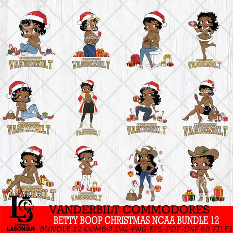 Vanderbilt Commodores  Betty Boop Christmas NCAA Bundle File Cut, Bundle NCAA SVG DXF EPS PNG PDF File, Digital Download , Criucut , Silhouette