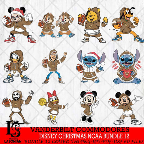 Vanderbilt Commodores  Disney christmas NCAA Bundle File Cut, Bundle NCAA SVG DXF EPS PNG FILE, Digital Download , Criucut , Silhouette