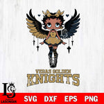 Vegas Golden Knights Anglel Black Fan Girl Betty Boop, Svg Eps Dxf Png File, Digital Download