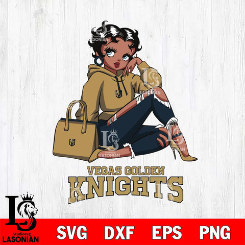 Vegas Golden Knights Awesome Black Fan Girl Betty Boop, Svg Eps Dxf Png File, Digital Download