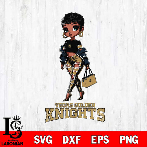 Vegas Golden Knights Beautiful Black Fan Girl, Svg Eps Dxf Png File, Digital Download