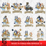 Vegas Golden Knights Bluey & Bingo NHL Bundle 12 SVG Svg Eps Dxf Png File, Bundle NHL svg, Digital Download, Instant Download