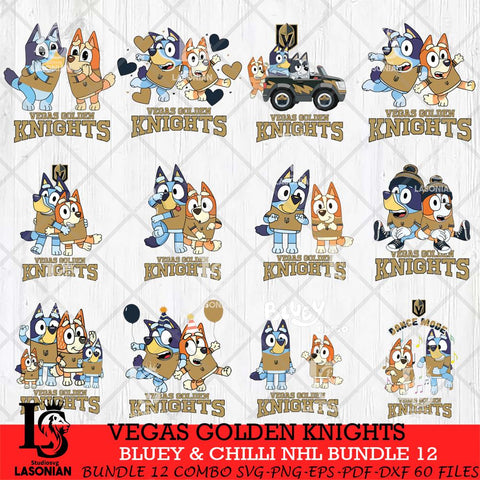 Vegas Golden Knights Bluey & Bingo NHL Bundle 12 SVG Svg Eps Dxf Png File, Bundle NHL svg, Digital Download, Instant Download