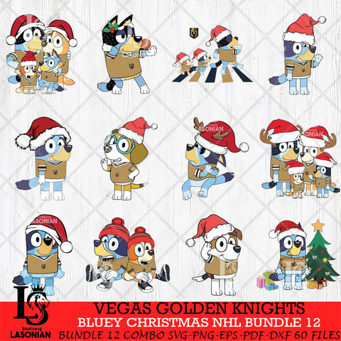Vegas Golden Knights Bluey Christmas NHL Bundle 12 Svg Eps Dxf Png File, Digital Download, Instant Download