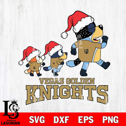 Vegas Golden Knights Bluey Family Christmas Svg Eps Dxf Png File, Digital Download
