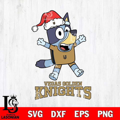 Vegas Golden Knights Bluey Happy Christmas Svg Eps Dxf Png File, Digital Download