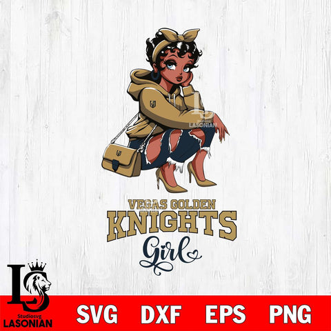 Vegas Golden Knights Fashion Black Fan Girl Betty Boop, Svg Eps Dxf Png File, Digital Download