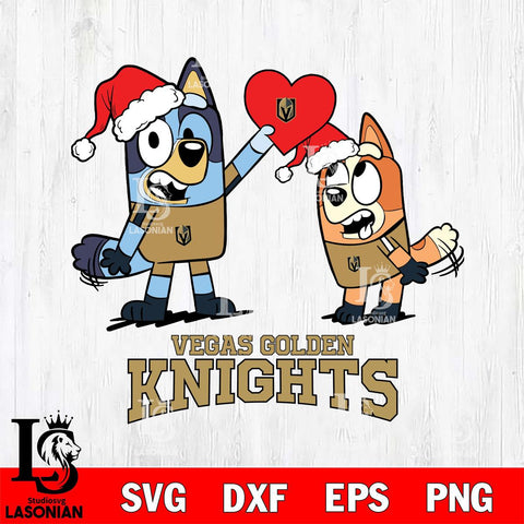 Vegas Golden Knights Love Bluey Christmas Svg Eps Dxf Png File, Digital Download