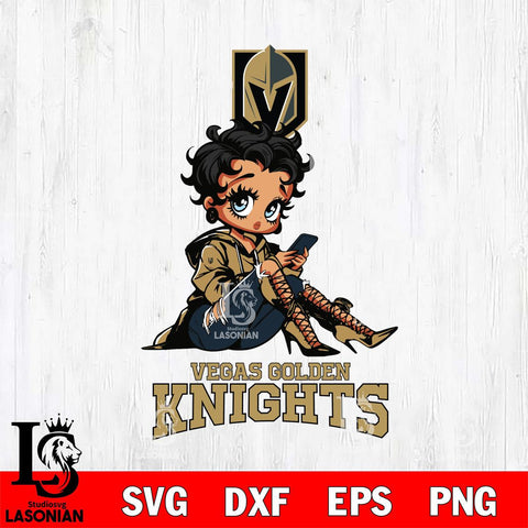 Vegas Golden Knights Style Black Fan Girl Betty Boop, Svg Eps Dxf Png File, Digital Download