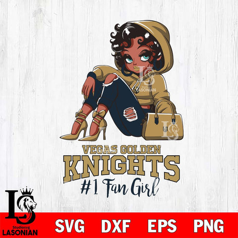 Vegas Golden Knights #1 beauty Black Fan Girl, Svg Eps Dxf Png File, Digital Download
