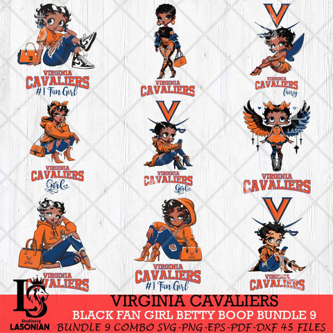 Virginia Cavaliers Black Fan Girl Betty Boop Bundle 9, Svg Eps Dxf Png File, Digital Download