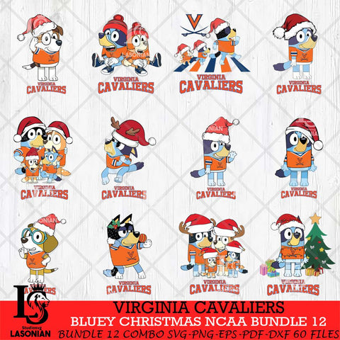 Virginia Cavaliers Bluey Christmas NCAA Bundle 12 Cricut File Cut Files , Bluey Cricut , Christmas Svg , Bluey svg , Digital Download, dxf eps png pdf file