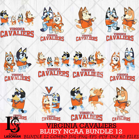 Virginia Cavaliers Bluey Dace Mode NCAA Bundle 12 SVG Eps Dxf Png File, Digital Download, Instant Download