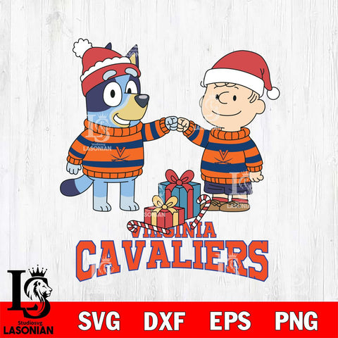 Virginia Cavaliers Bluey With Charlie Brown Christmas File Cut, NCAA SVG DXF EPS PNG FILE, Digital Download,Instant Download, Silhouette