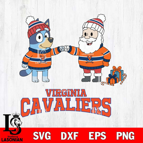 Virginia Cavaliers Bluey With Satan Christmas File Cut, NCAA SVG DXF EPS PNG FILE, Digital Download,Instant Download, Silhouette