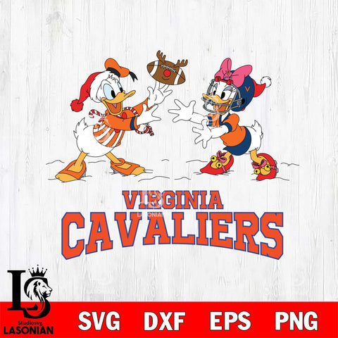 Virginia Cavaliers Donald Duck & Daisy Duck Football Cricut,Christmas SVG DXF EPS PNG FILE, NCAA Digital Download,Instant Download, Silhouette