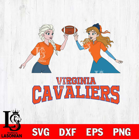 Virginia Cavaliers Elsa & Anna Football Cricut,Christmas SVG DXF EPS PNG FILE, NCAA Digital Download,Instant Download, Silhouette
