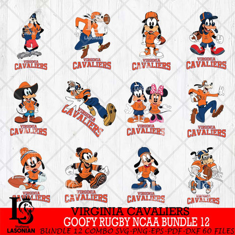 Virginia Cavaliers Goofy Rugby Disney NCAA Bundle 12 SVG DXF EPS PNG FILE,NCAA bundle svg ,Football Digital Download,Instant Download, Silhouette