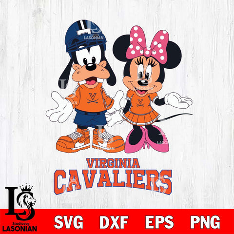 Virginia Cavaliers Goofy and Minnie mouse Football SVG DXF EPS PNG FILE,NCAA svg ,Football Digital Download,Instant Download, Silhouette