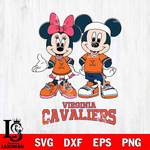 Virginia Cavaliers Mickey And Minnie Football Svg Eps Dxf Png File, NCAA svg , Digital Download , Instant Download, Cricut File
