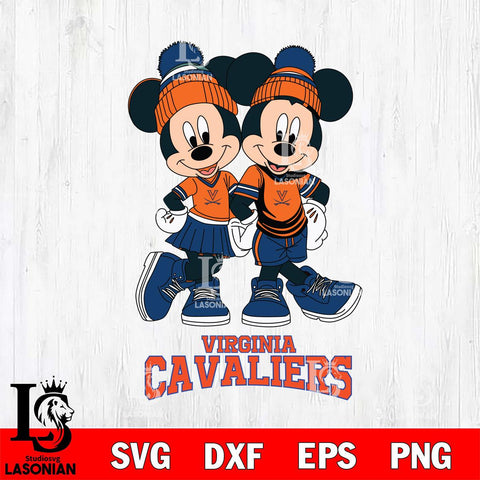 Virginia Cavaliers Mickey Minnie Valentine Football Svg Eps Dxf Png File, NCAA svg , Digital Download , Instant Download, Cricut File