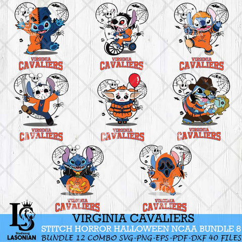 Virginia Cavaliers Stitch Horror Halloween Bundle NCAA Svg Eps Dxf Png File, Digital Download, Instant Download