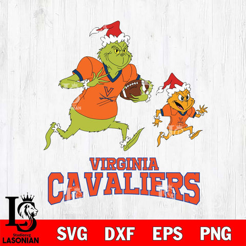 Virginia Cavaliers The Grinch & Max Football Cricut,Christmas SVG DXF EPS PNG FILE, NCAA Digital Download,Instant Download, Silhouette