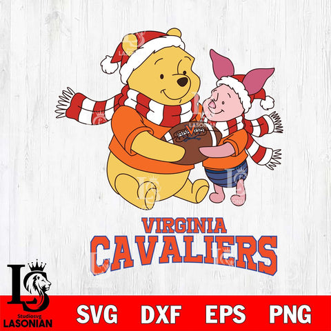 Virginia Cavaliers Winnie the Pooh & Piglet Football Cricut,Christmas SVG DXF EPS PNG FILE, NCAA Digital Download,Instant Download, Silhouette