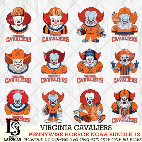 Virginia Cavaliers  Pennywise Horror NCAA Bundle 12 SVG Svg Eps Dxf Png File, Digital Download