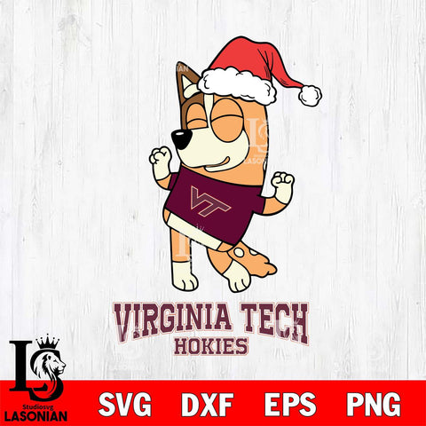 Virginia Tech Hokies Bluey Chilli Happy Christmas Svg Eps Dxf Png File, Digital Download
